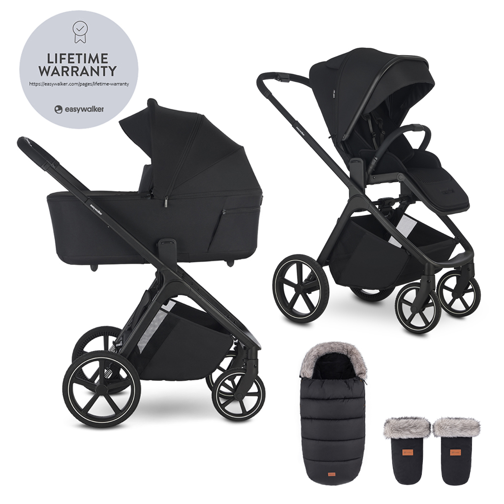 EASYWALKER Set kočík 2v1 Zoey Go Pure Black XL s príslušenstvom