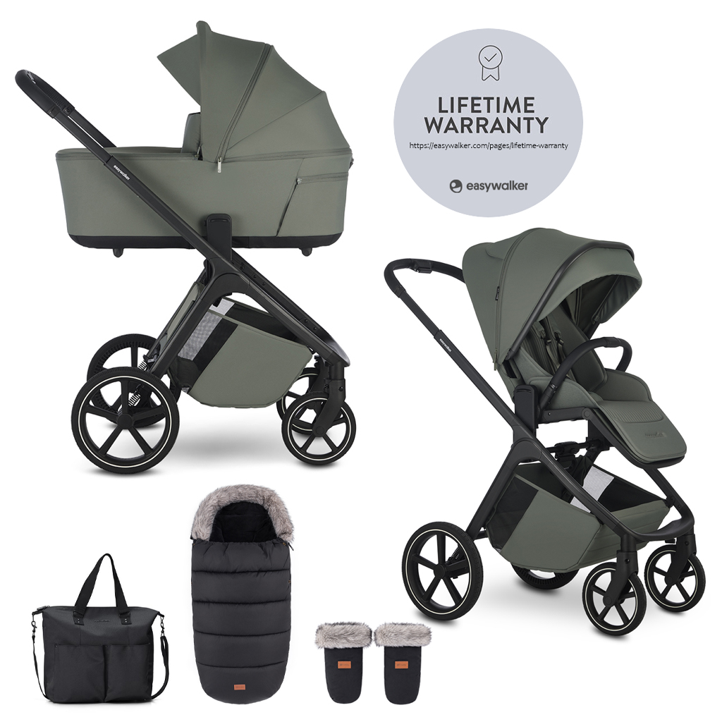 EASYWALKER Set kočík 2v1 Zoey Go Mineral Green XXL Limited s príslušenstvom