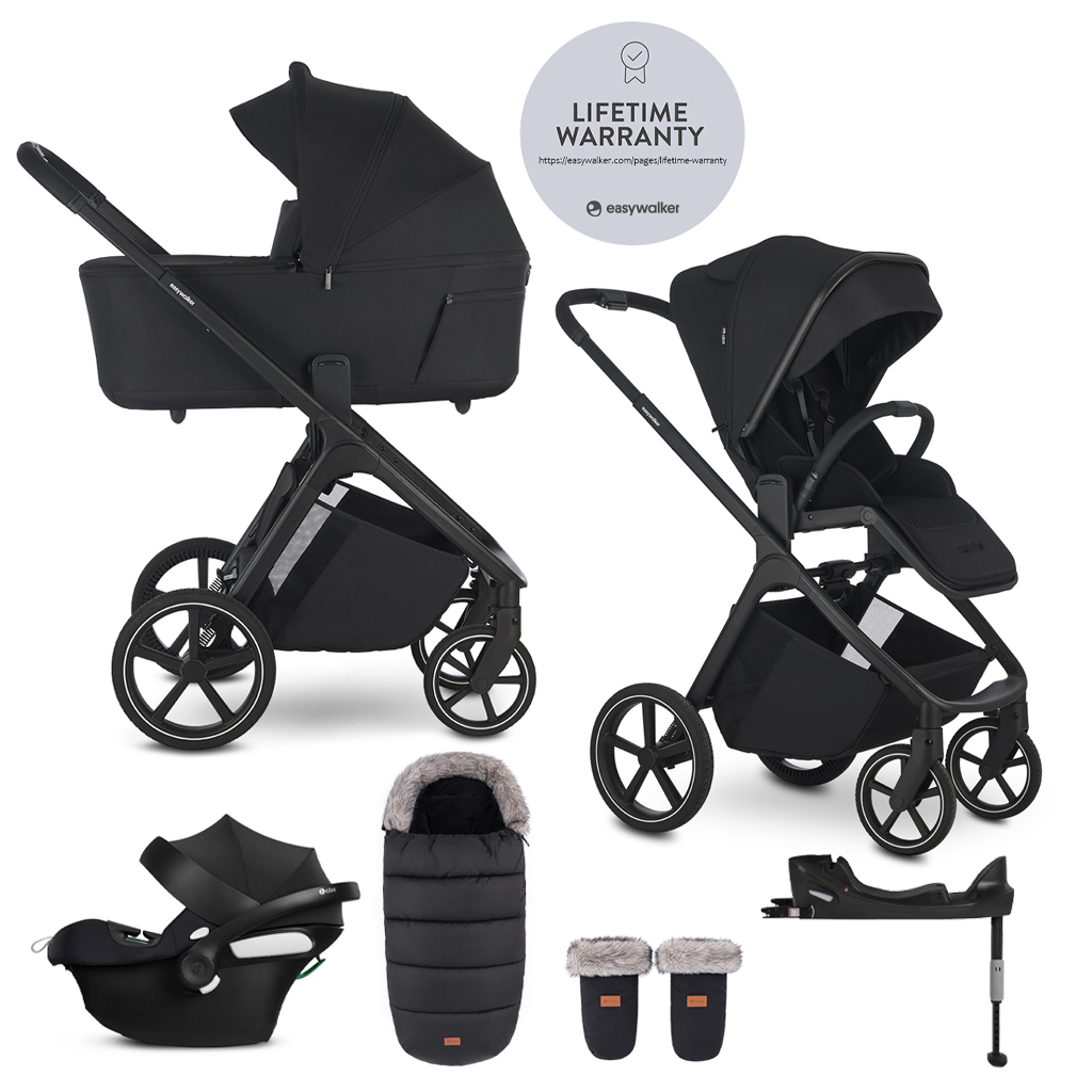 EASYWALKER Set kočík 4v1 Zoey Go Pure Black XL + CBX Aton B2 i-Size + CYBEX Base One