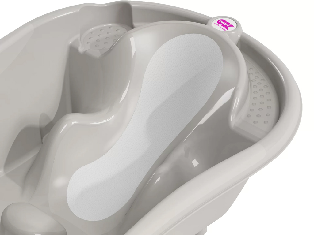 OK BABY SET Vanička rastúca protišmyková Onda Evolution 0–12m Grey + Kovový stojan na vaňu