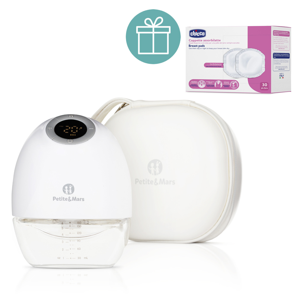 PETITE&MARS Odsávačka materského mlieka elektrická handsfree Gaia + CHICCO Vložky do podprsenky 30ks