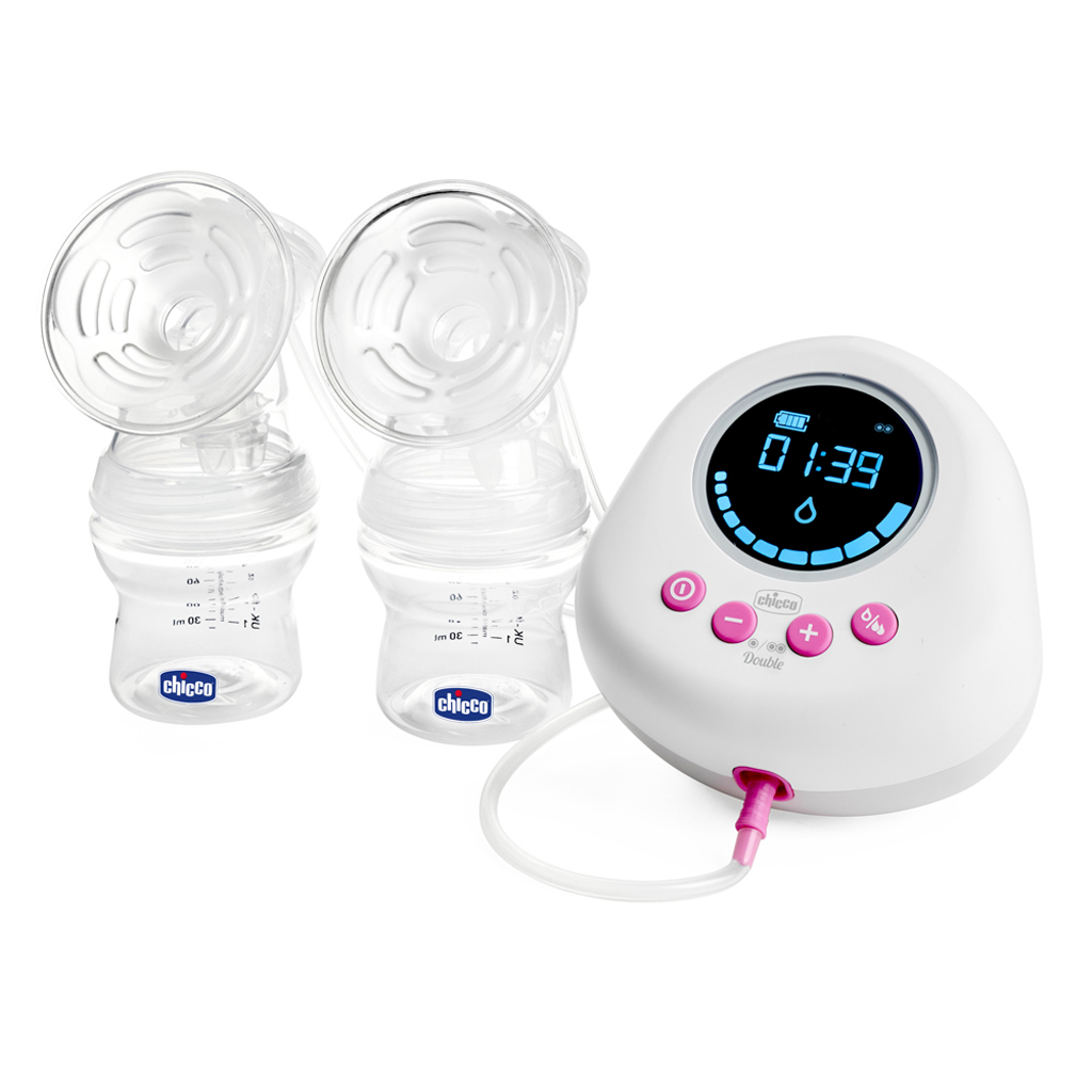 CHICCO Odsávačka materského mlieka duo elektrická Double pink + CHICCO Vložky do podprsenky 30ks