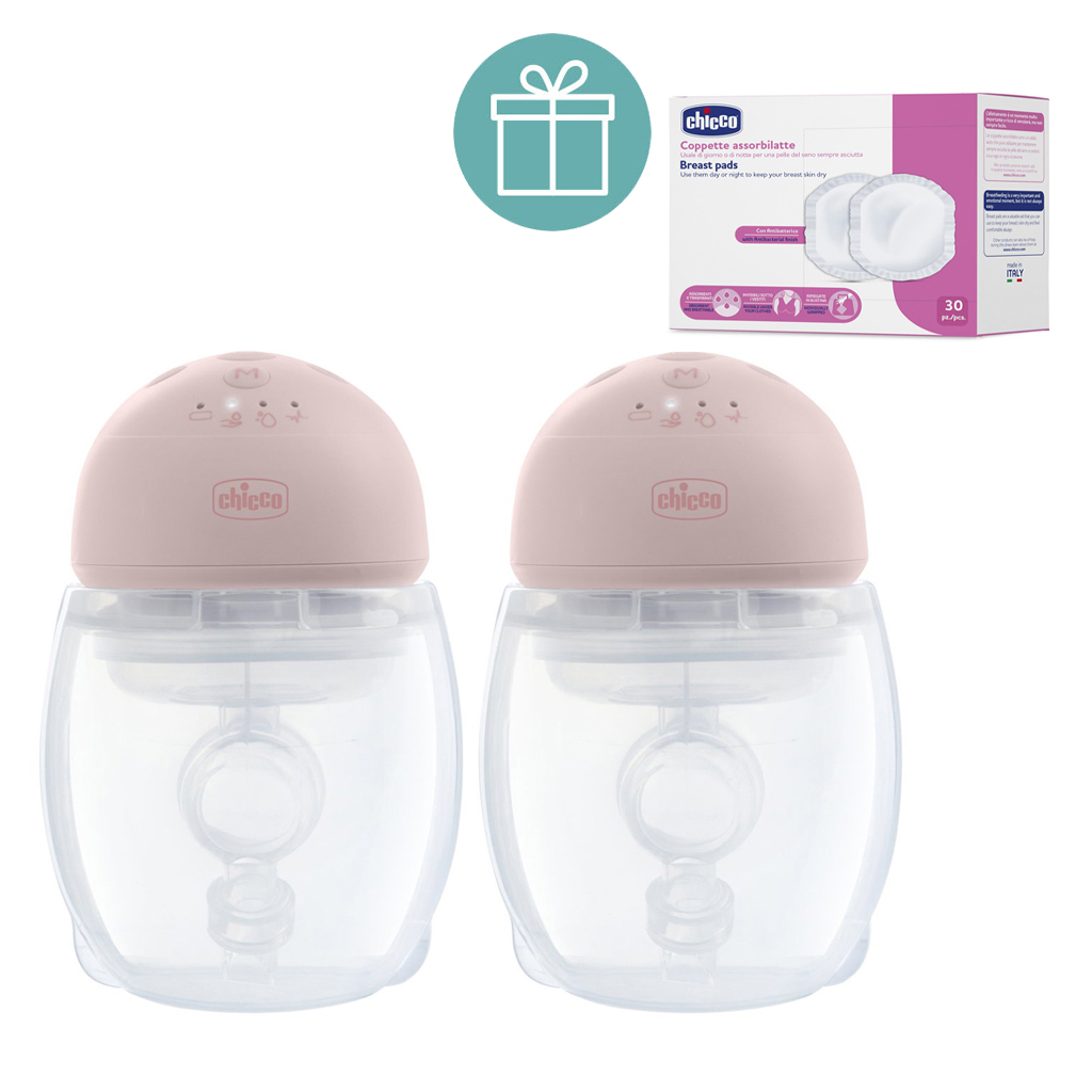 CHICCO Odsávačka materského mlieka elektrická Hands-free Duo + CHICCO Vložky do podprsenky 30ks
