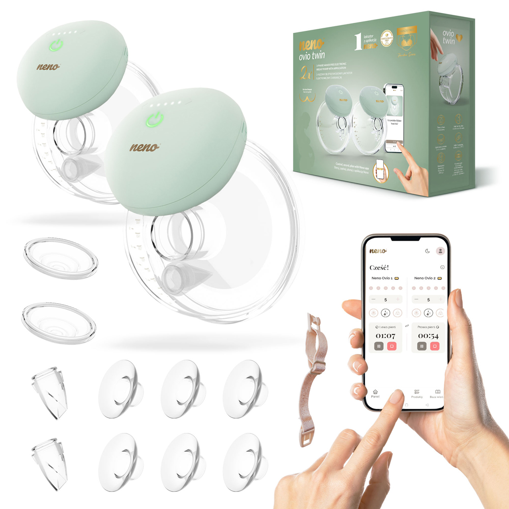 NENO Odsávačka mlieka Ovio Twin Duo bezdrôtová hands-free + CHICCO Vložky do podprsenky 30ks