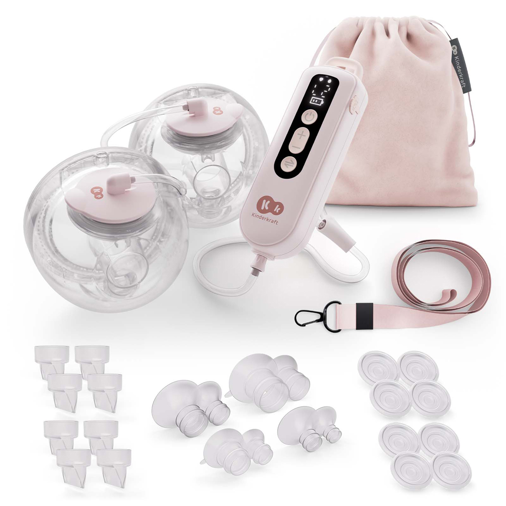 KINDERKRAFT Odsávačka mlieka Double Hands-free Gentle Flow Pink + CHICCO Vložky do podprsenky 30ks
