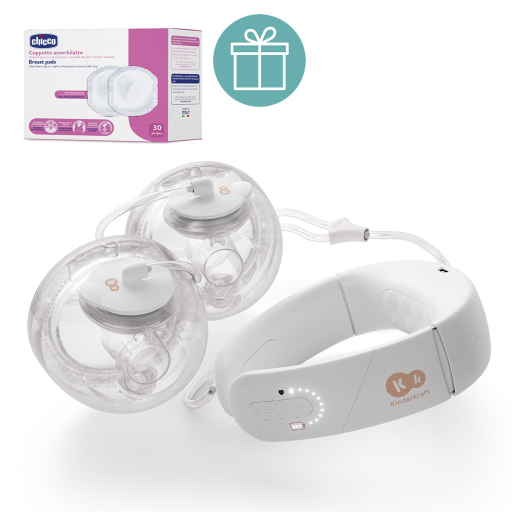 KINDERKRAFT Odsávačka mlieka Double Hands-free Gentleneste + CHICCO Vložky do podprsenky 30ks