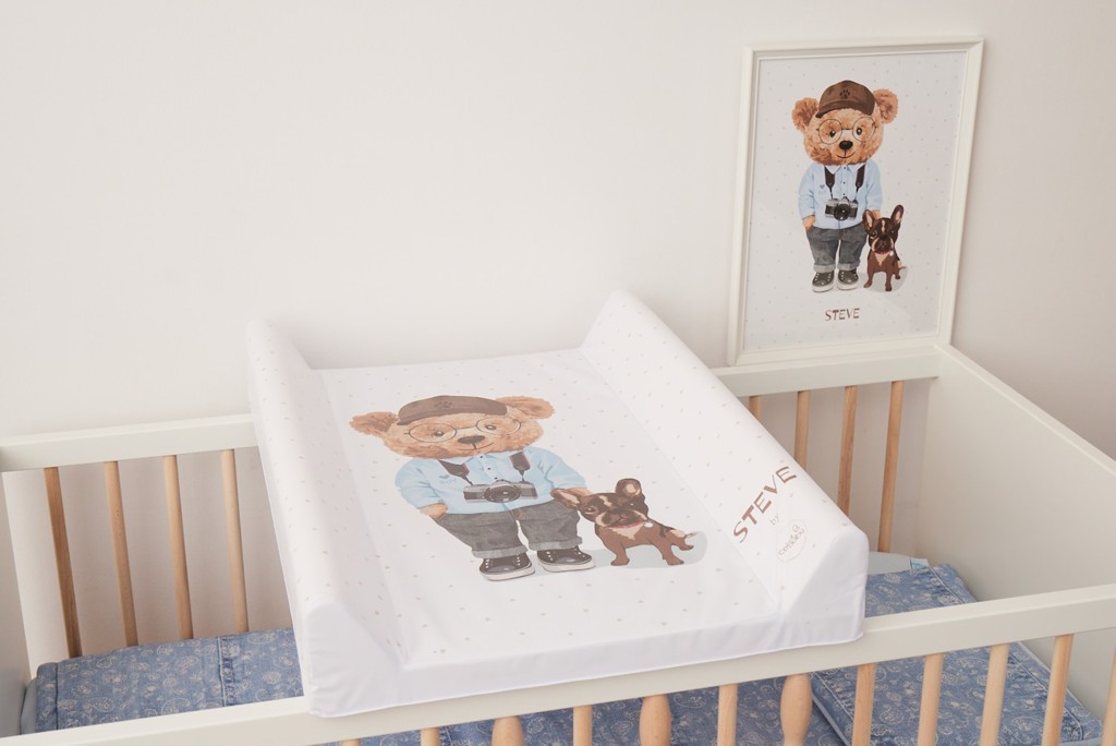 CEBA Podložka prebaľovacia 2-hranná s pevnou doskou (50x70) Comfort Fluffy Puffy Steve