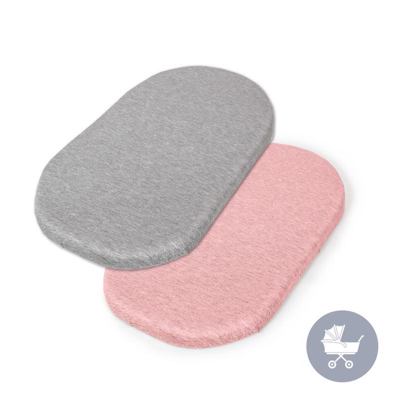 CEBA Prostěradlo do kočárku 73-80x30-37 cm 2 ks Light Grey+Pink