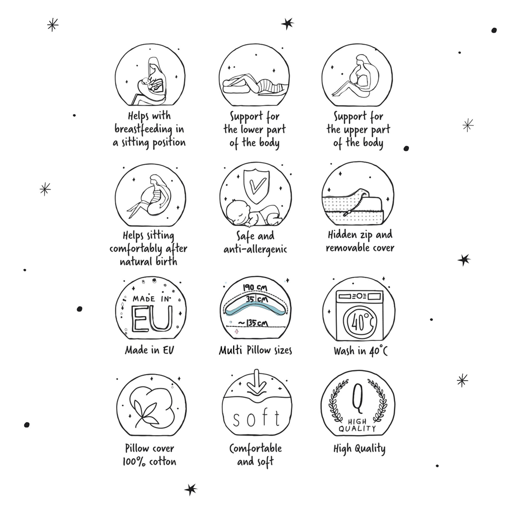 CEBA Vankúš na dojčenie Cebuška Multi Žerzej Boho 190 cm