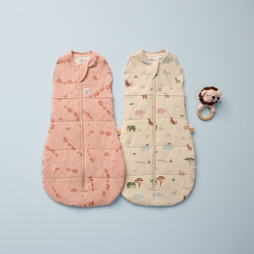 ERGOPOUCH Zavinovačka a vak na spanie 2v1 Cocoon Elephant Parade 0-3 m, 3-6 kg, 2,5 tog