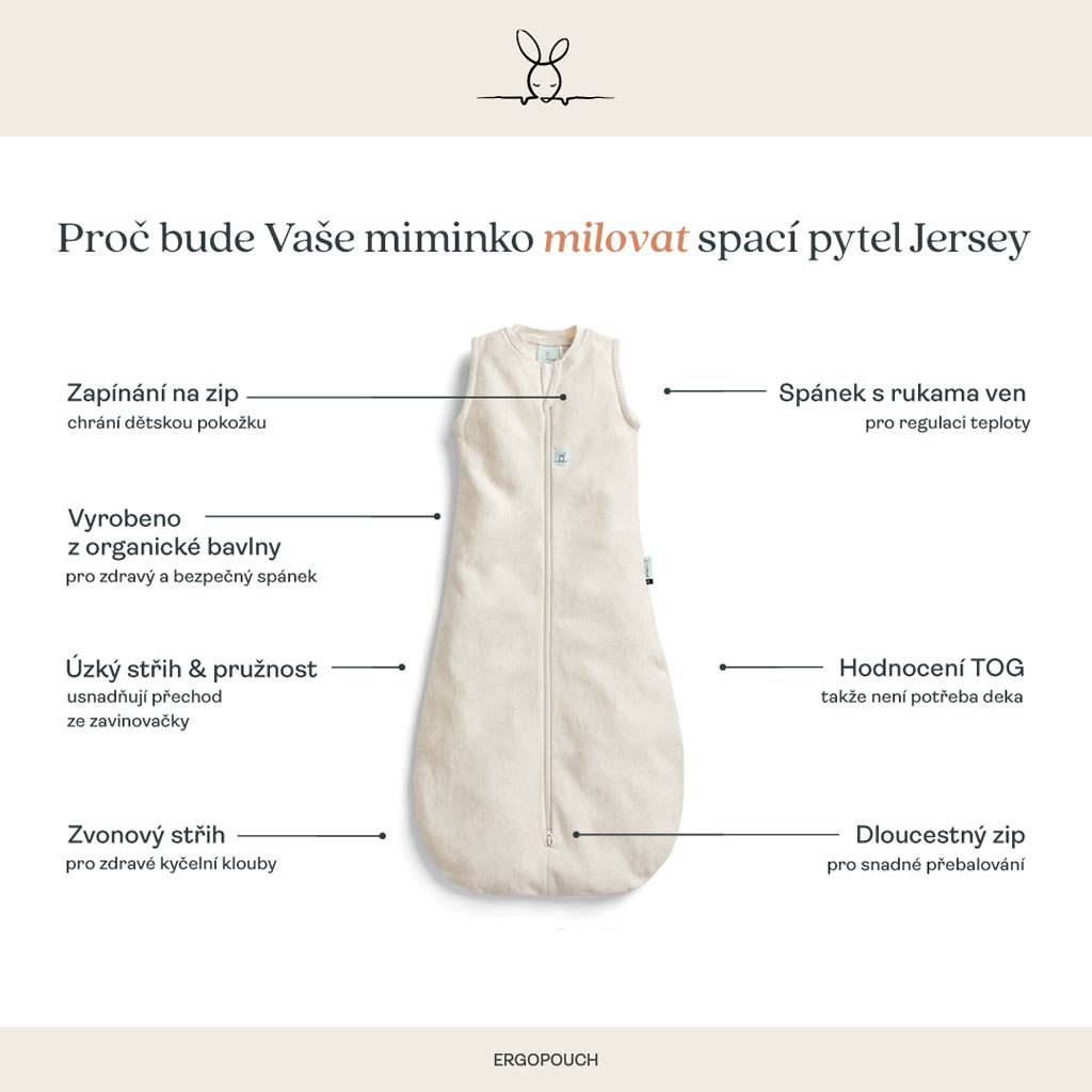 ERGOPOUCH Vak na spanie organická bavlna Jersey Melody 8-24m, 8-14kg, 0,2tog