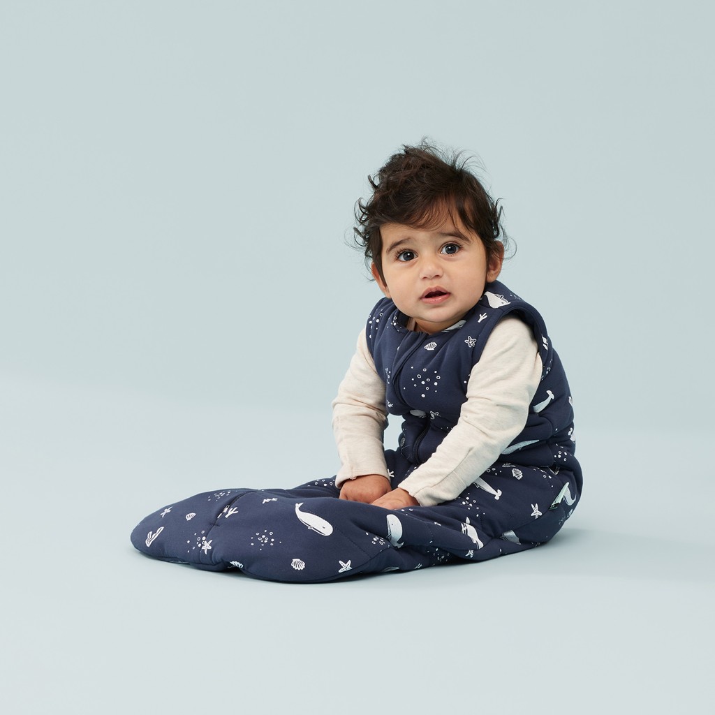 ERGOPOUCH Vak na spaní organická bavlna Jersey Whale 3-12 m, 6-10 kg, 2,5 tog