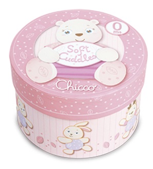 CHICCO Hračka plyšový macko Soft Cudles v darčekovej škatuľke - ružový 0m+