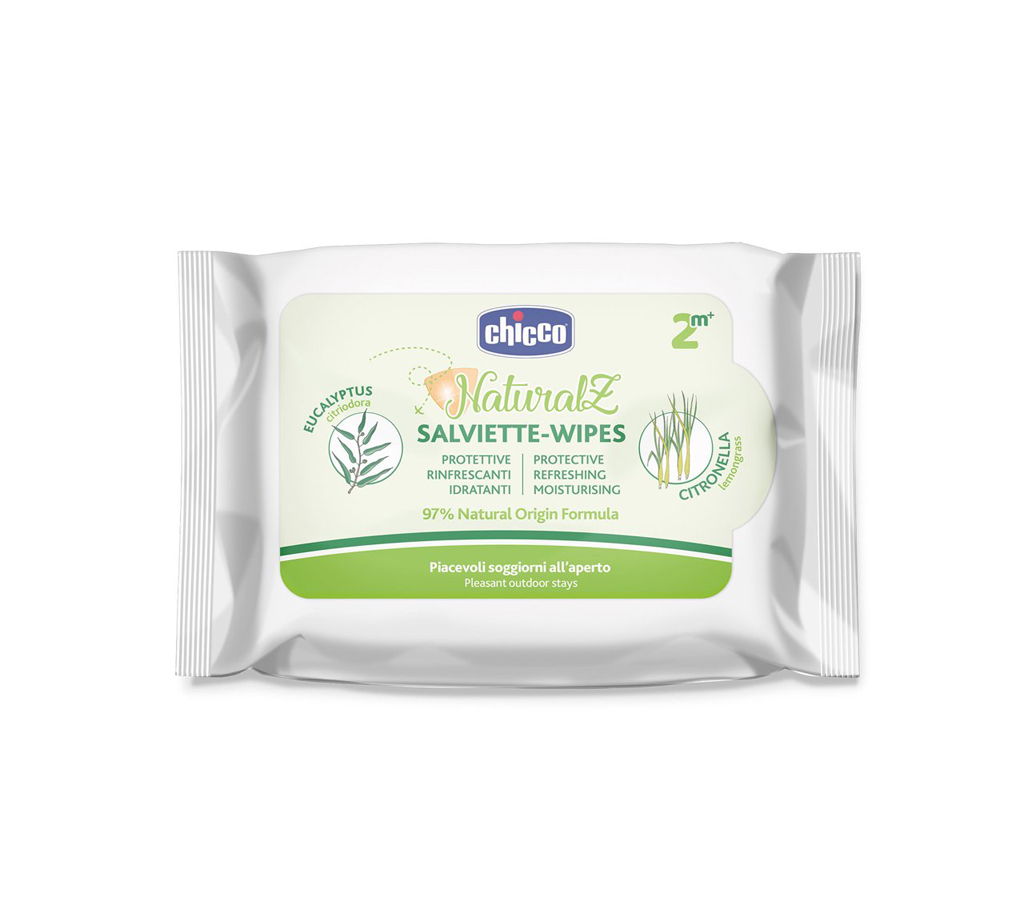 CHICCO Ubrousky proti komárům ochranné a osvěžující Natural Z , 97% přírodních složek 20ks, 2m+
