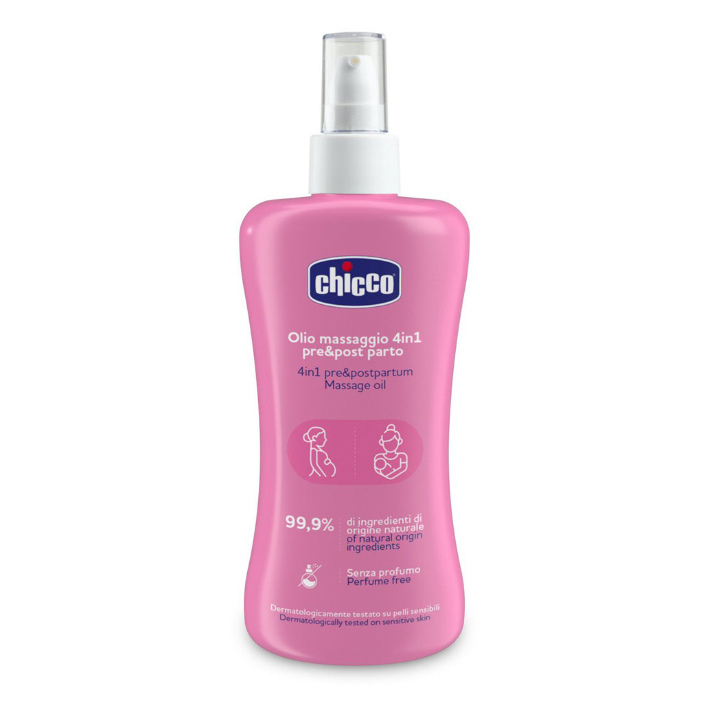 CHICCO Mama Care Olej 4v1 proti striím – na pružnost pokožky, před a po porodu, s vitamínem E, 200 m