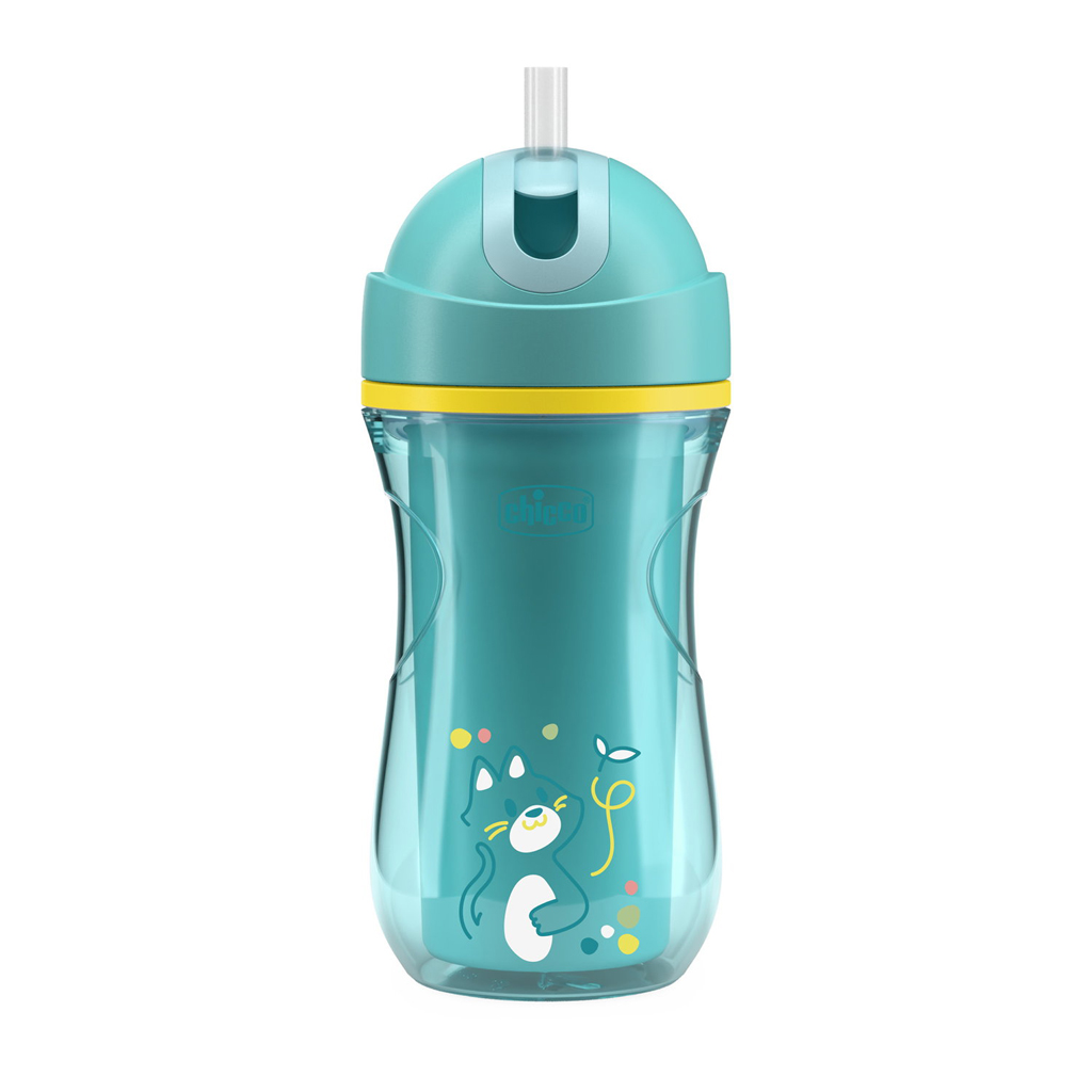 CHICCO Hrneček Sport termo se slámkou teal, 14m+