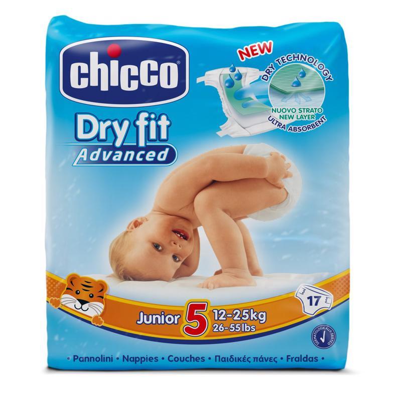 CHICCO Dry Fit Plienky jednorazové 5 Junior (12-25 kg) 17 ks