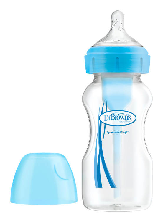 DR.BROWN'S Fľaša antikolik Options+ široké hrdlo 270 ml plast, modrá