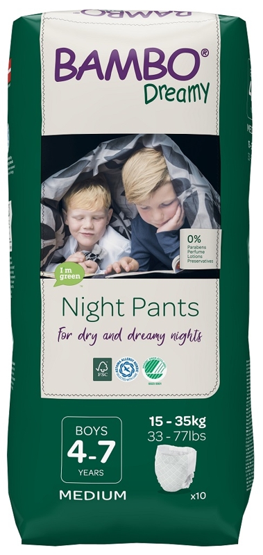 BAMBO Dreamy Night Pants Nohavičky plienkové jednorazové Boys 4-7 rokov (15-35 kg) 10 ks