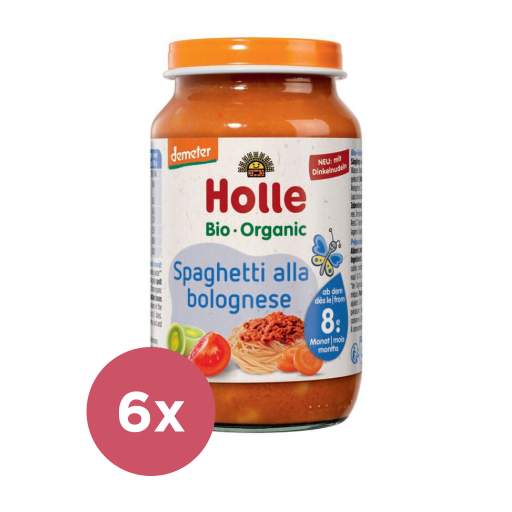 6x HOLLE Bio Spaghetti Bolognese, 220 g - mäsovo-zeleninový príkrm