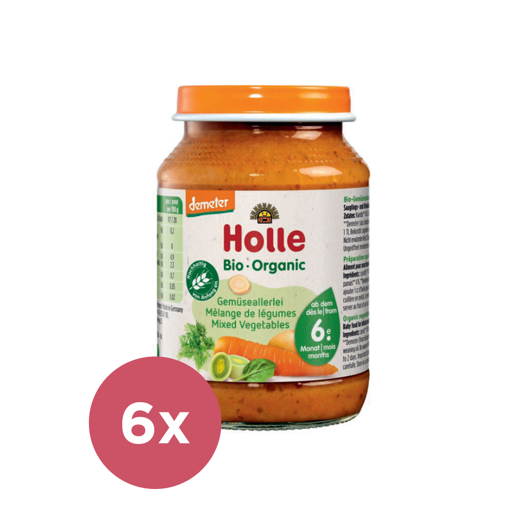 6x HOLLE Bio Zeleninová zmes, 190 g - zeleninový príkrm