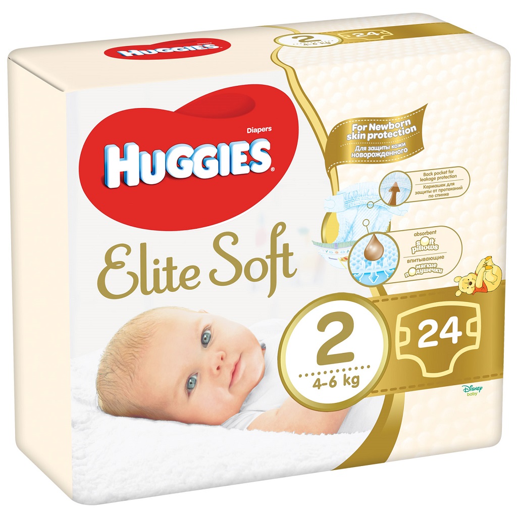 HUGGIES Elite Soft Plienky jednorazové 2 (4-6 kg) 24 ks
