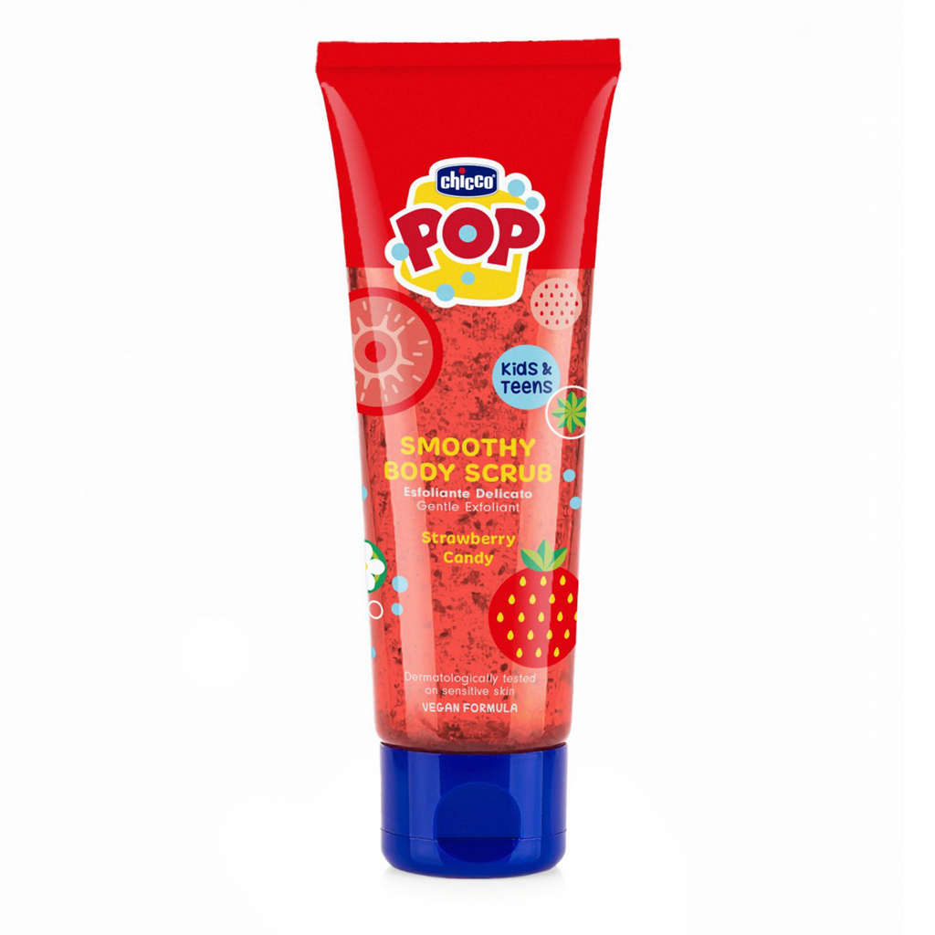 CHICCO Tělový peeling Strawberry Smoothy POP pro děti a teenagery 150ml