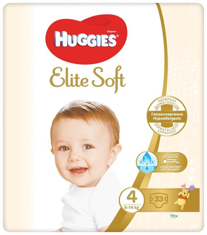 HUGGIES Elite Soft Plienky jednorazové 4 (8-14 kg) 33 ks