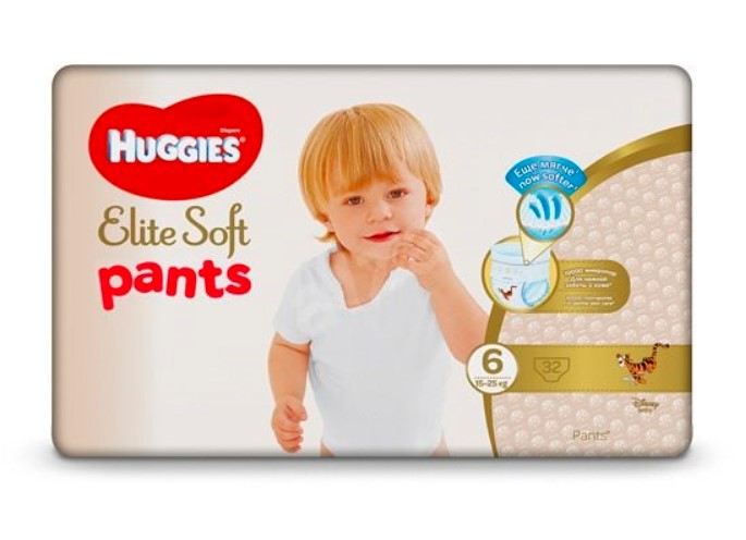 HUGGIES Elite Soft Pants XXL jednorázové plienky veľ. 6, 32 ks