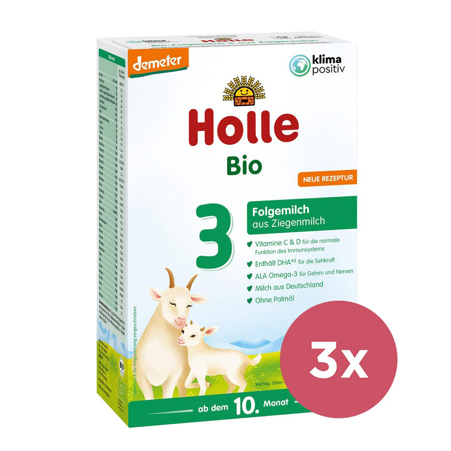 3x HOLLE Bio Detská mliečna výživa na bázi kozieho mlieka , pokračovacia formule 3