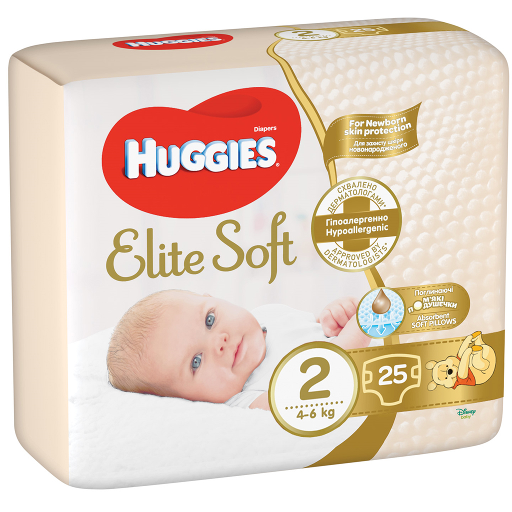 HUGGIES® Elite Soft Pleny jednorázové 2 (4-6 kg) 25 ks
