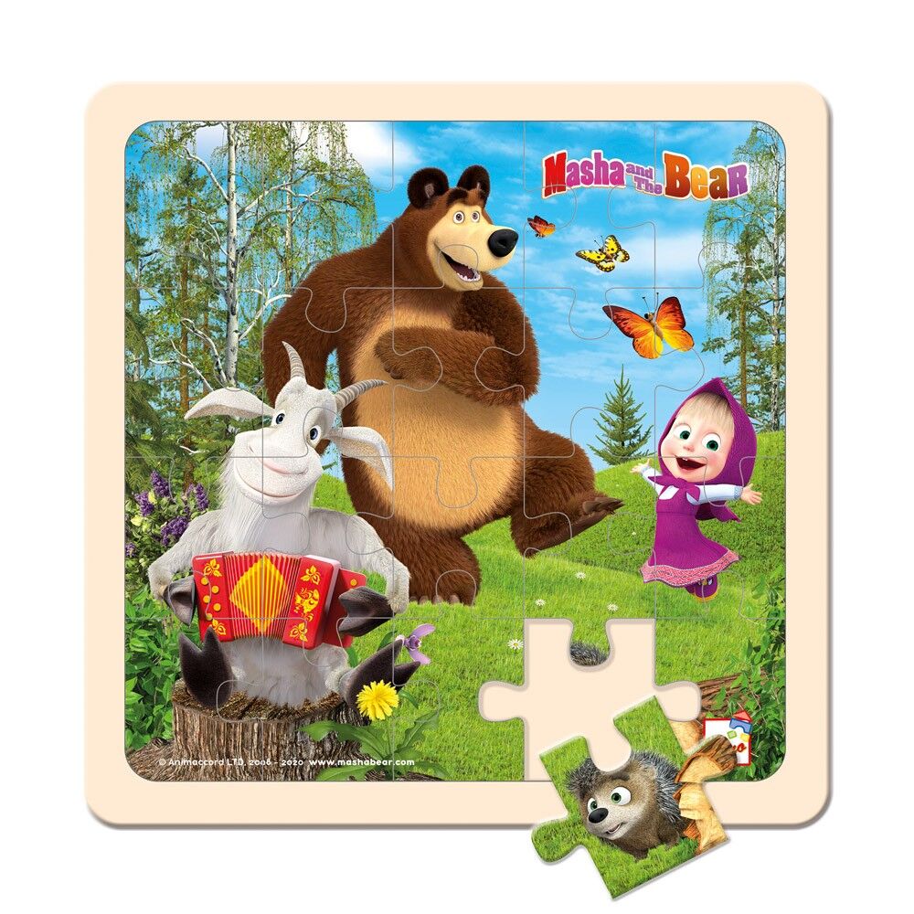 BINO Máša a medveď puzzle s kozlíkom 20x20 cm