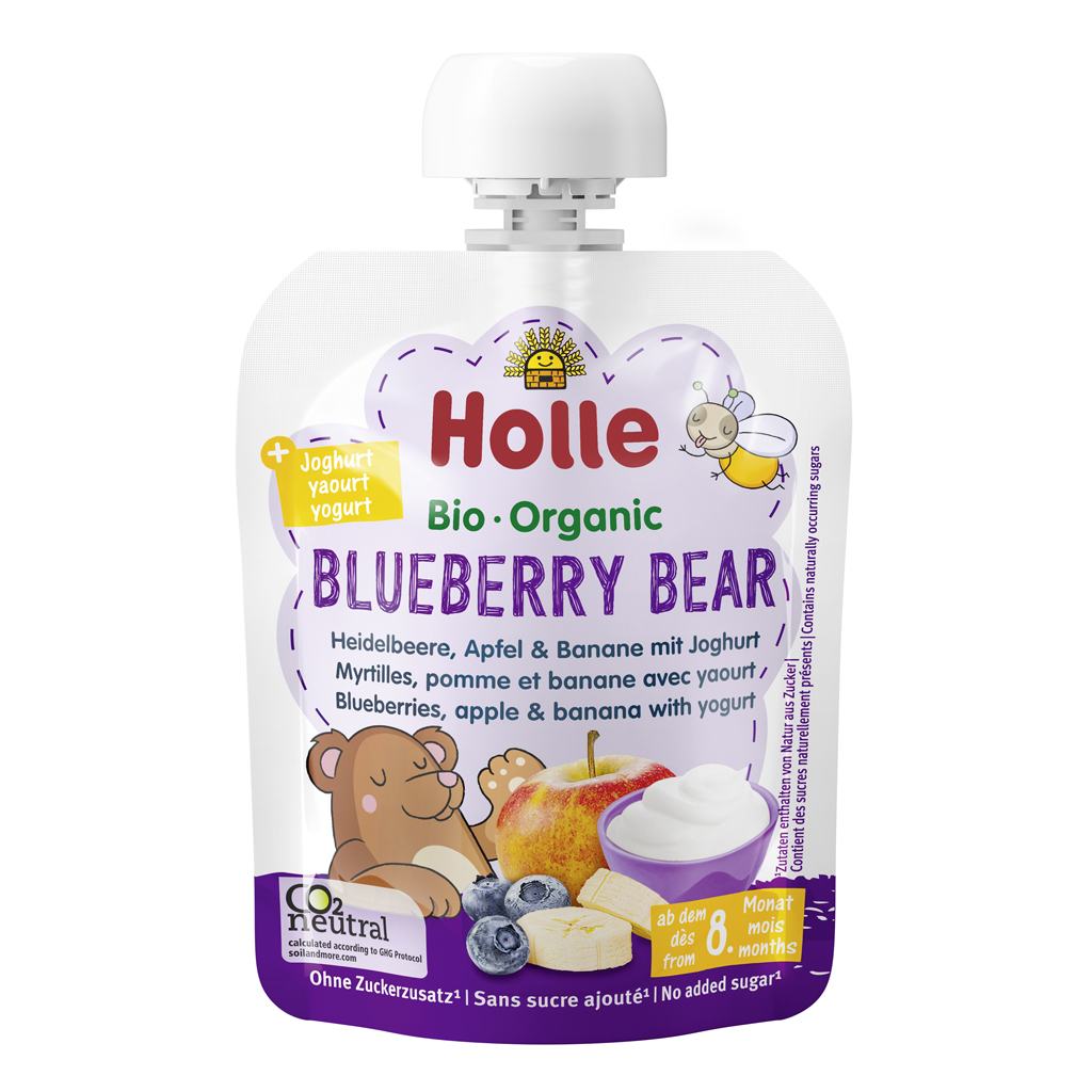 HOLLE BIO Blueberry bear - detské ovocné pyré s jogurtom