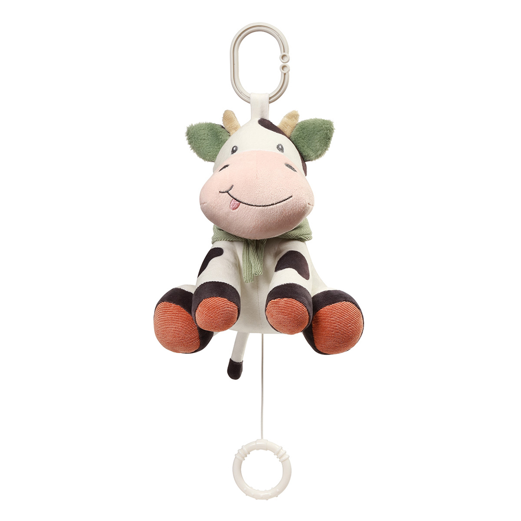 BABYONO Hračka hudební na C-kroužku Cow Bingo 0m+