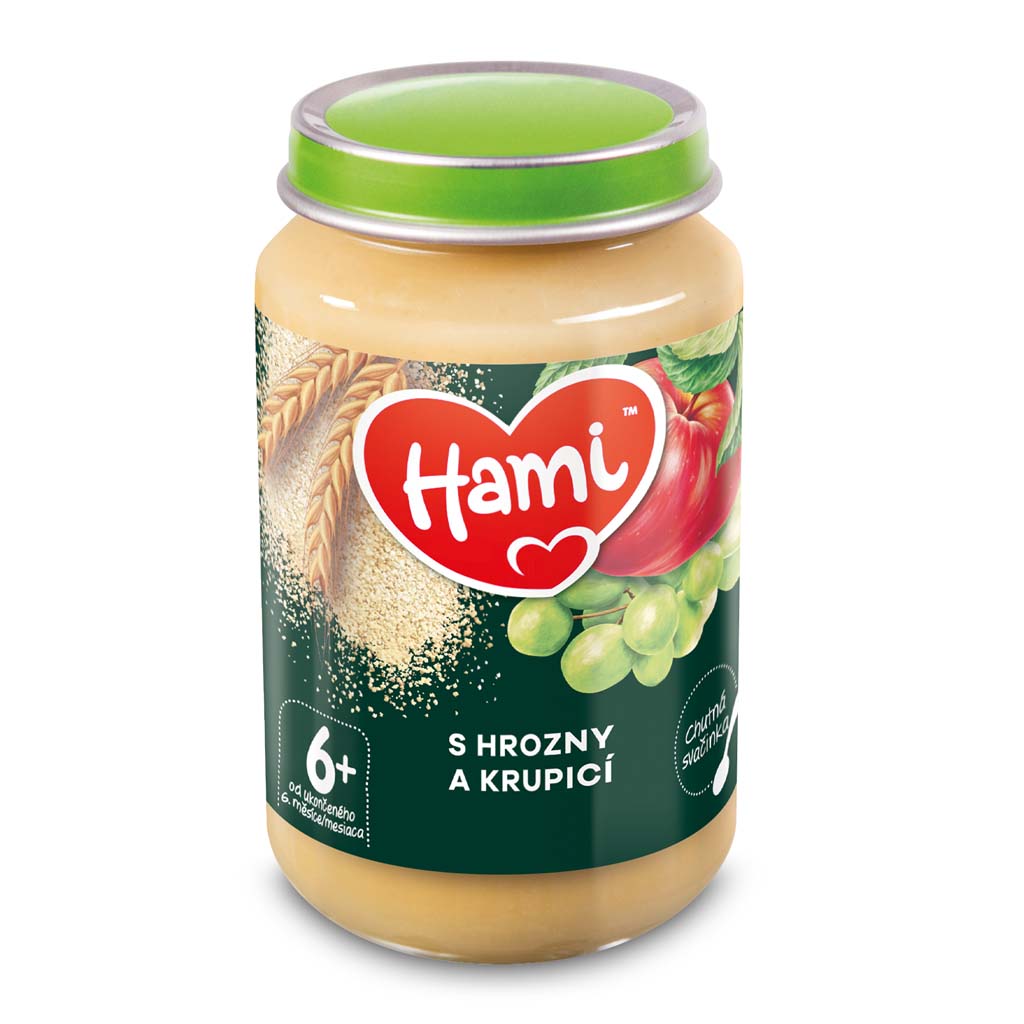 Obrázok HAMI Ovocno-obilný príkrm S hroznom a krupicou 190 g, 6+