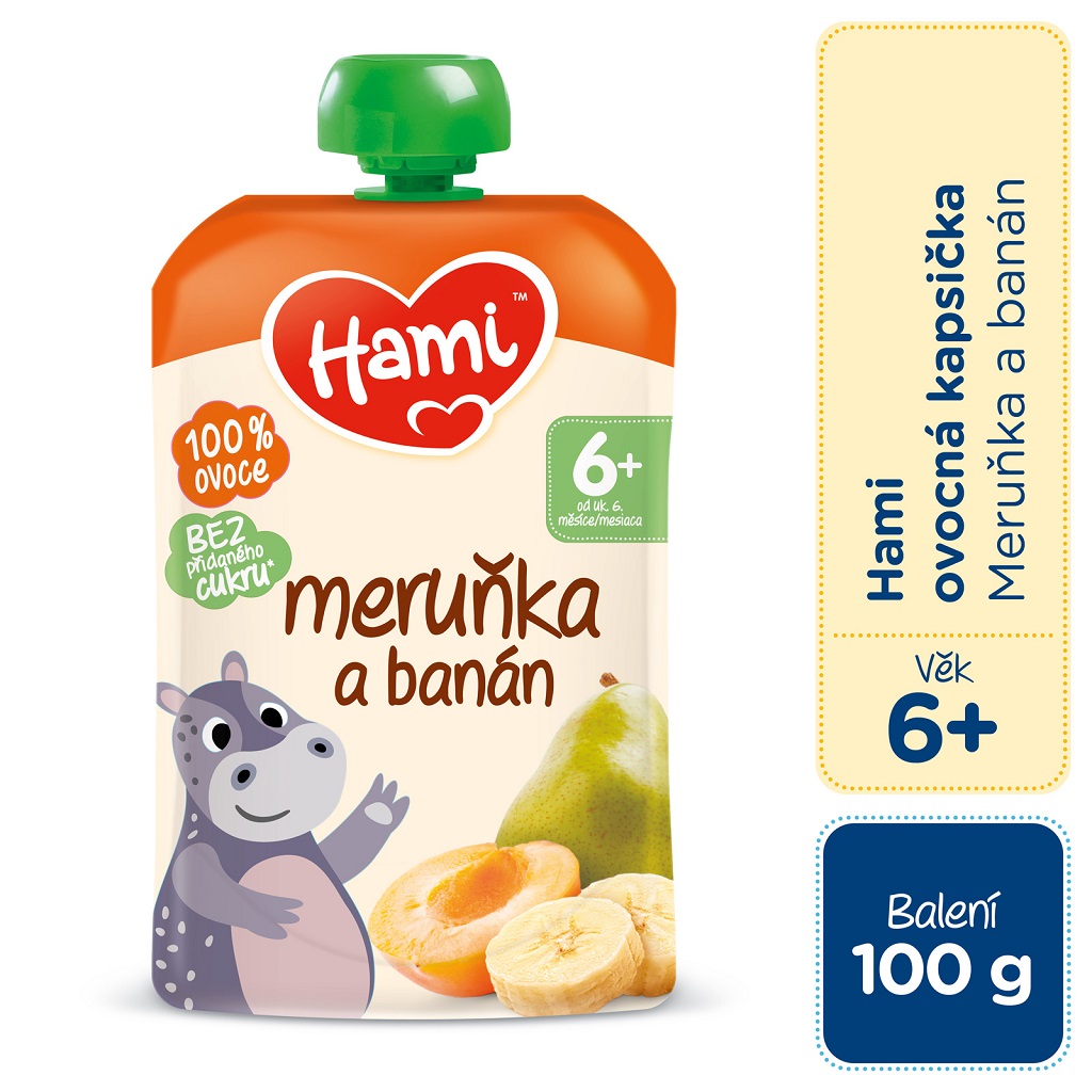 Obrázok HAMI Kapsička ovocná Marhuľa a banán 100 g, 6+