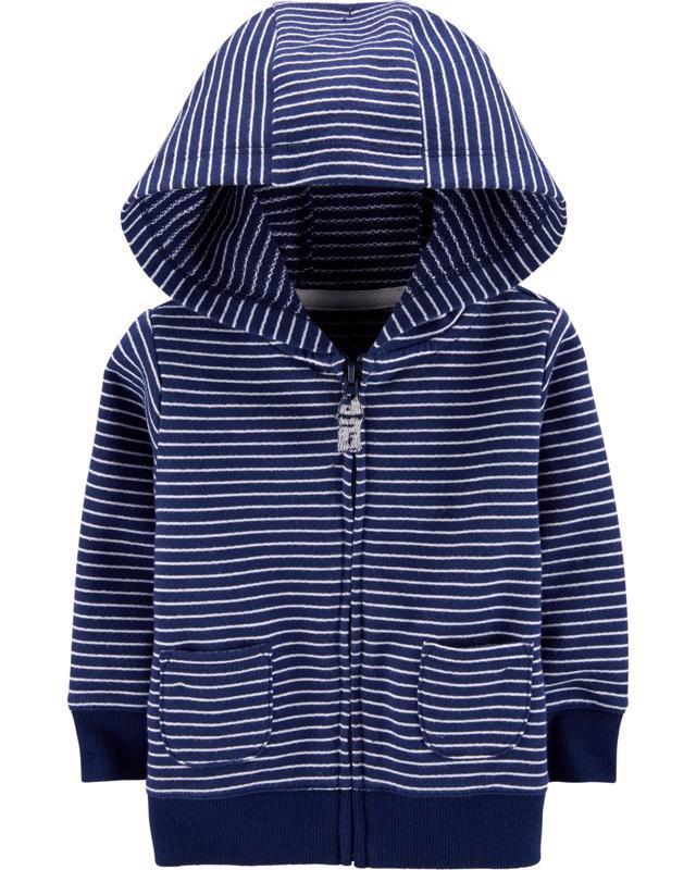 Obrázok CARTER'S Mikina na zips s kapucňou Strips Blue chlapec 6 m/vel. 68