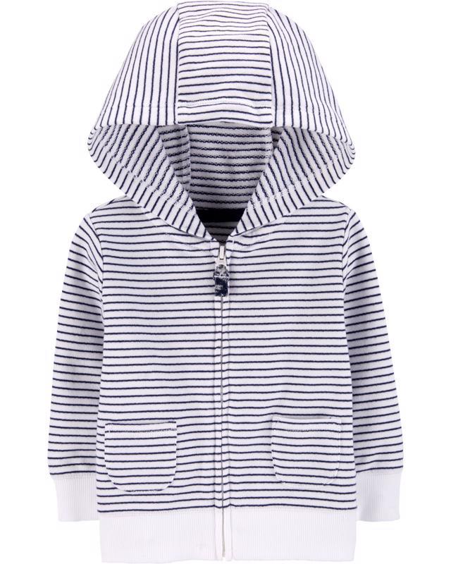 Obrázok CARTER'S Mikina na zips s kapucňou Strips White chlapec 12 m/vel. 80