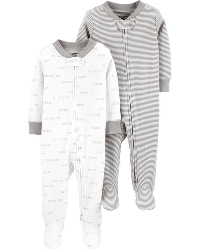 Obrázok CARTERS CARTER'S Overal na zip Sleep&Plays White neutrál LBB 2 ks PRE/ veľ. 46