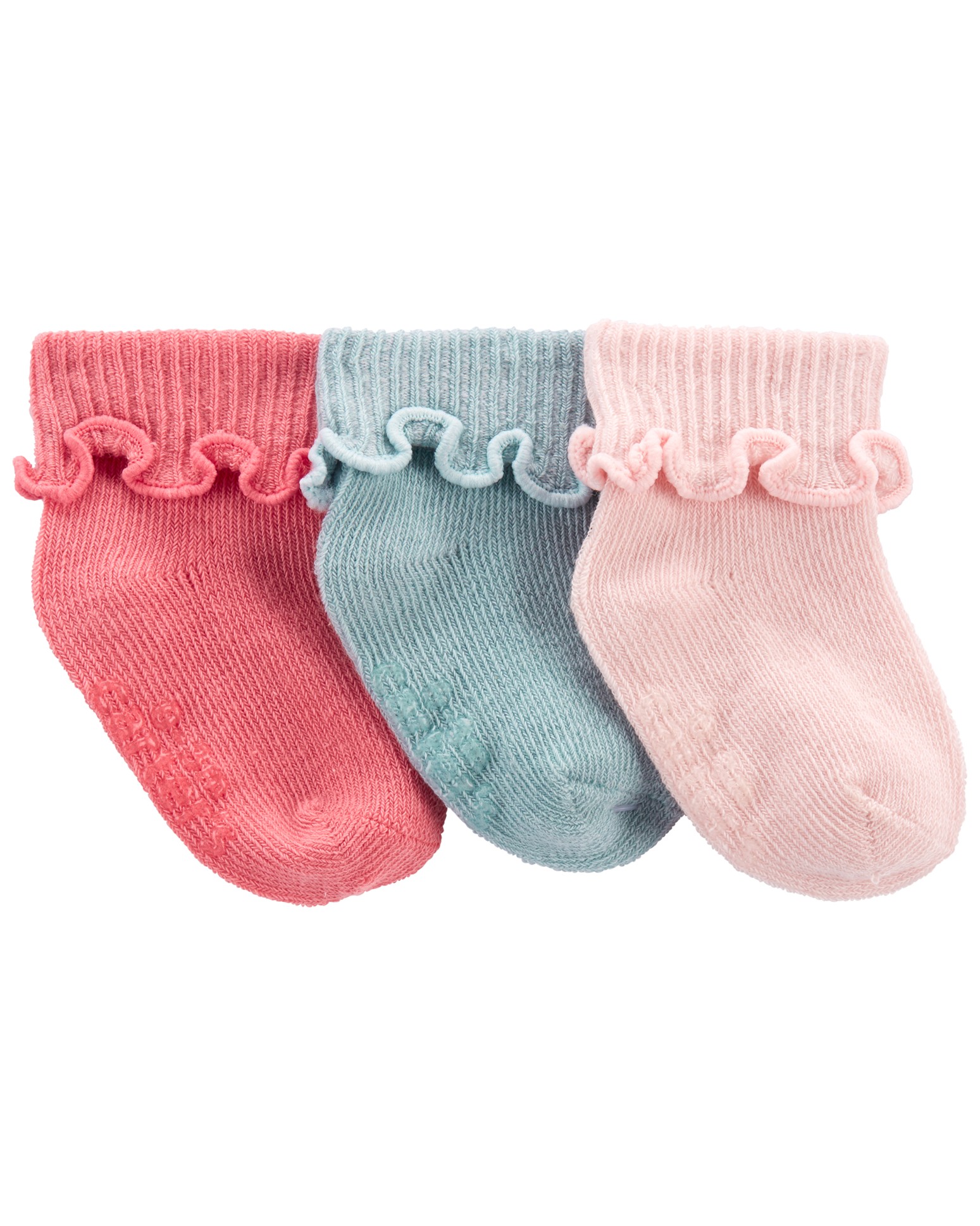 CARTER'S Ponožky Cuff Pink dievča LBB 3ks 0-3m