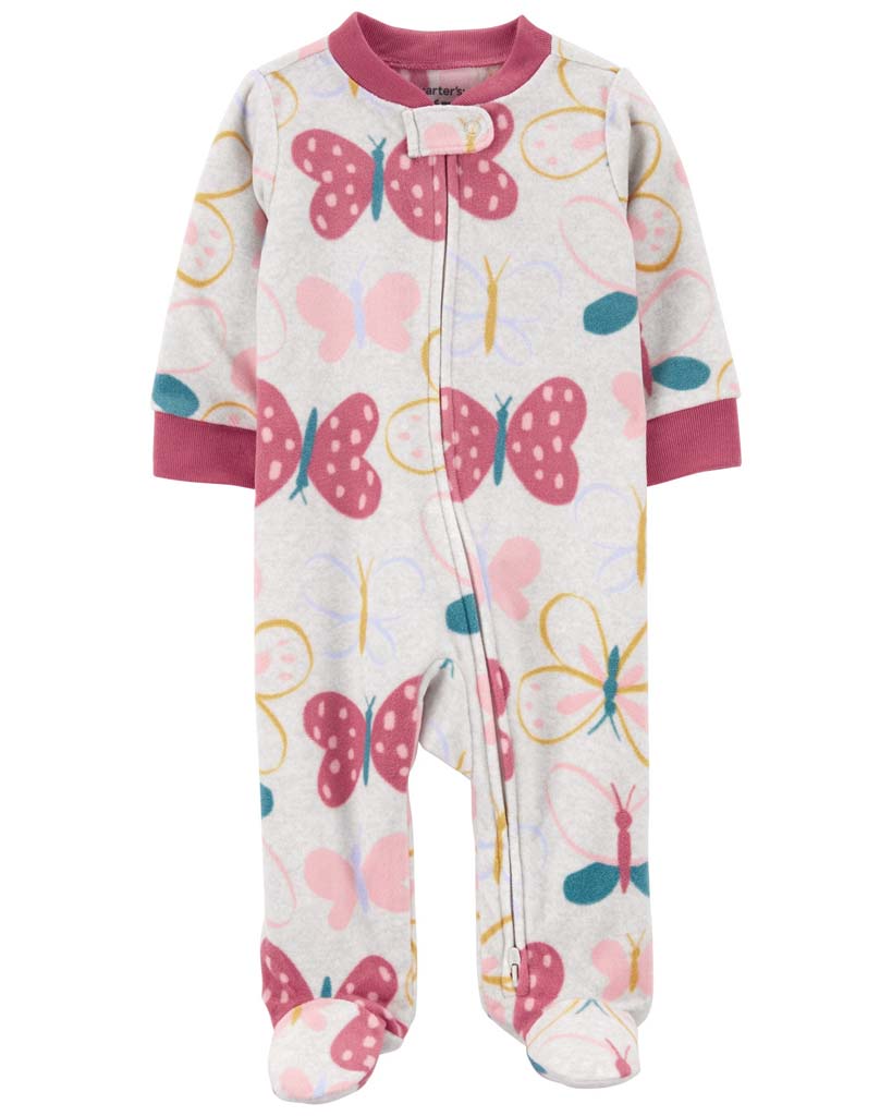 CARTER'S Overal na zips fleece Sleep&Play Butterflies dievča NB