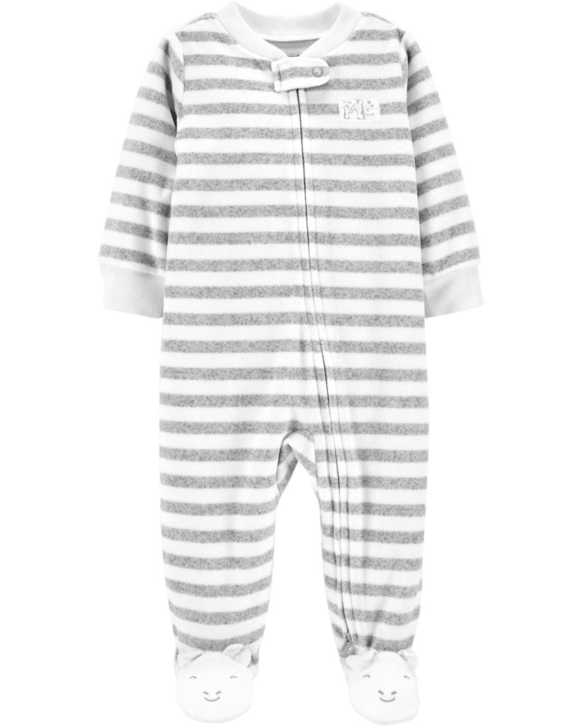 CARTER'S Overal na zips fleece Sleep&Play Grey&White Stripes neutrál PRE
