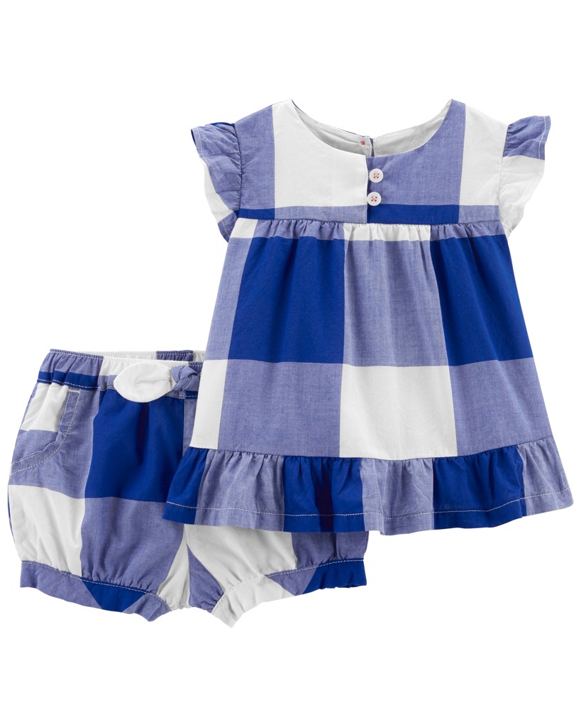 CARTER'S Set 2dielny šaty, kraťasy Blue White dievča 3m