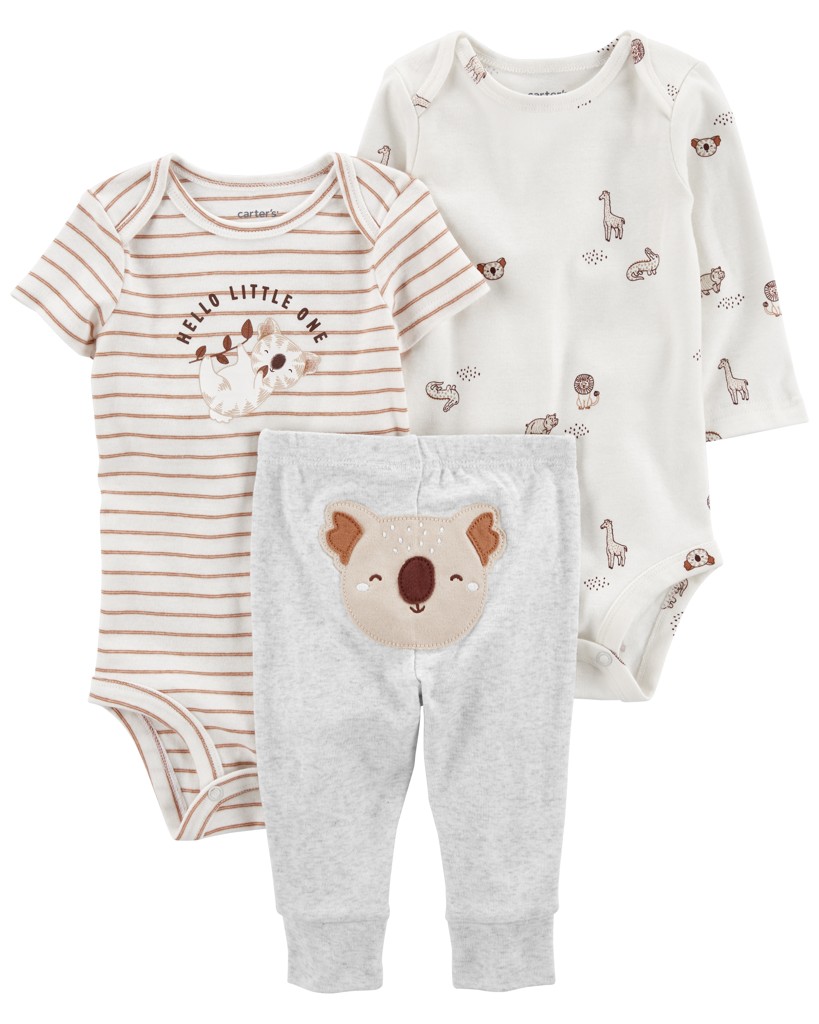 Obrázok CARTER'S Set 3dielny body kr. rukáv, body dl. rukáv, tepláky Grey Koala neutrál LBB 18m