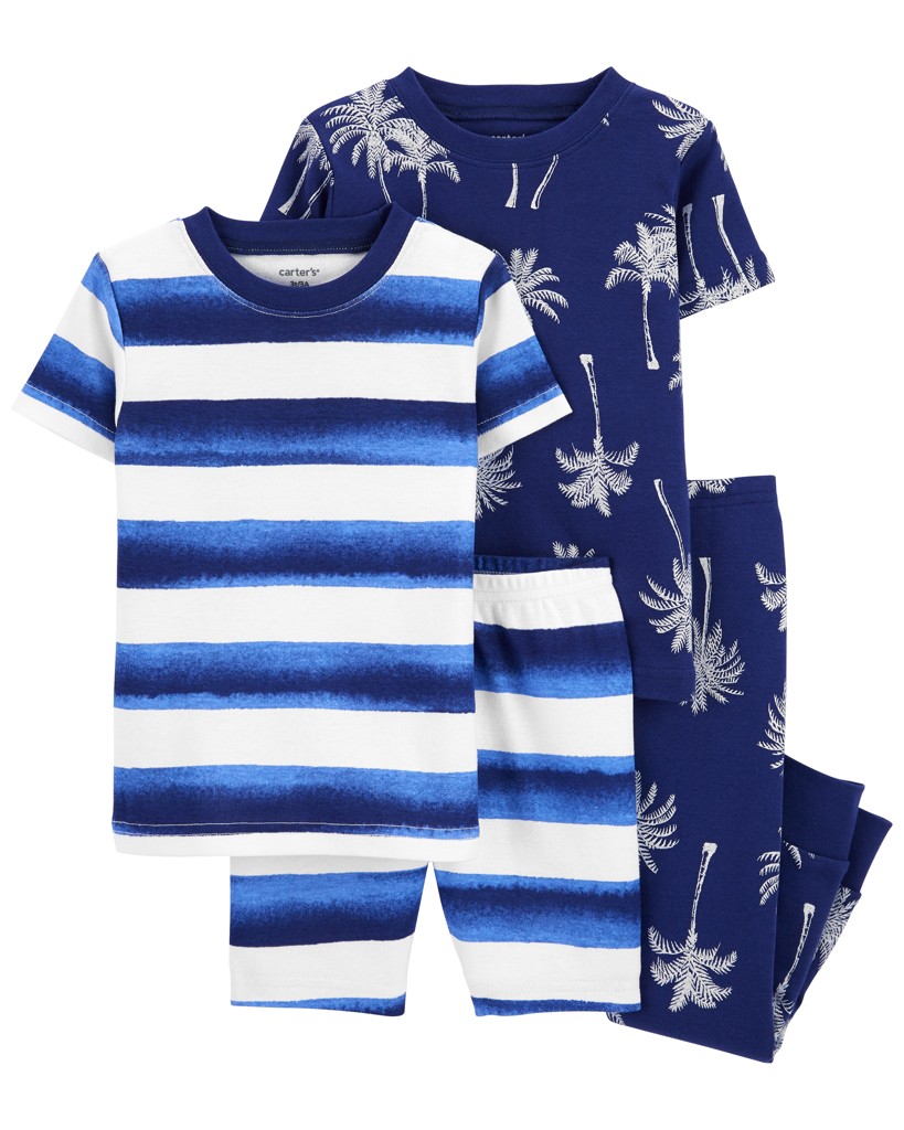 CARTER'S Pyžamo 4dielne tričko kr. rukáv 2ks, tepláky, kraťasy Palm & Stripes chlapec 24m