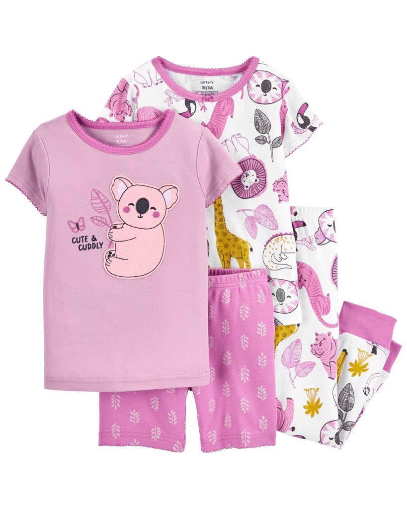 CARTER'S Pyžamo 4dielne tričko kr. rukáv 2ks, tepláky, kraťasy Koala & Safari dievča 18m