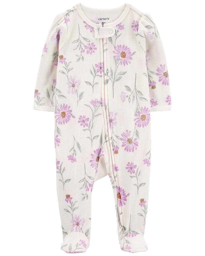 CARTER'S Overal na zips Sleep&Play Ivory Floral dievča 9m/ veľ. 74