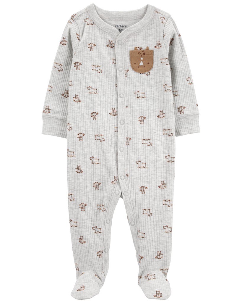 CARTER'S Overal na cvoky Sleep&Play Gray Animal chlapec 6m/ veľ. 68