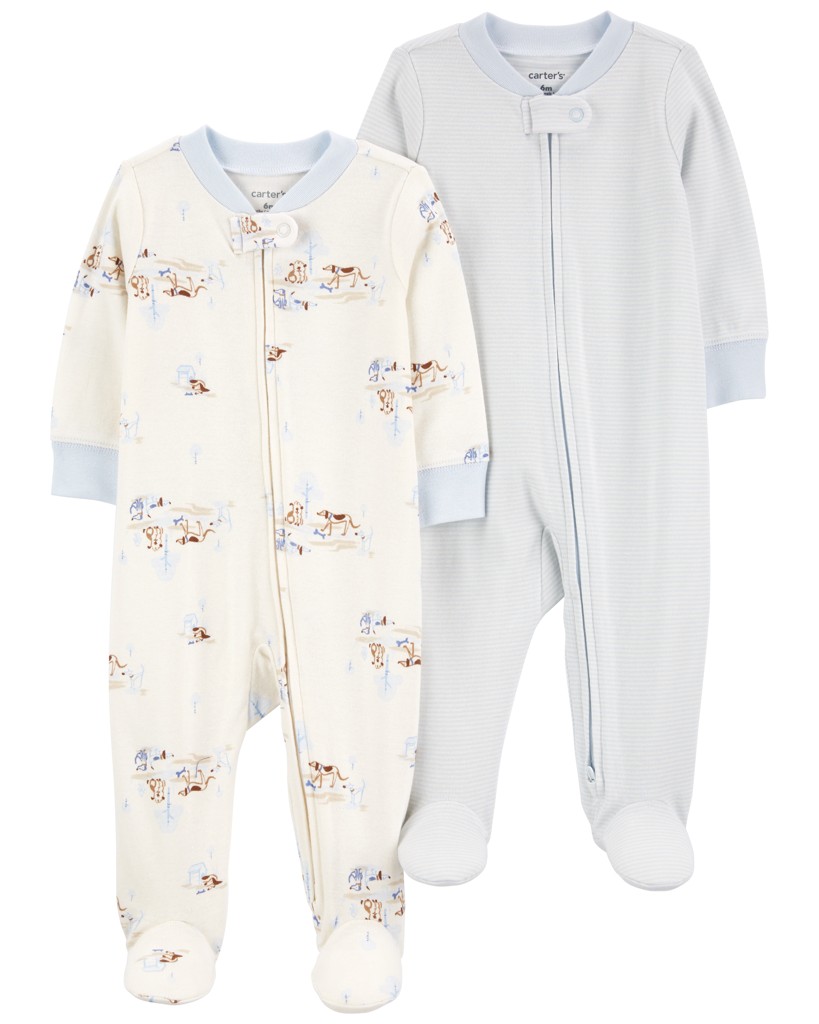 CARTER'S Overal na zips Sleep&Play Blue Dog/Stripe chlapec 2ks 6m/ veľ. 68