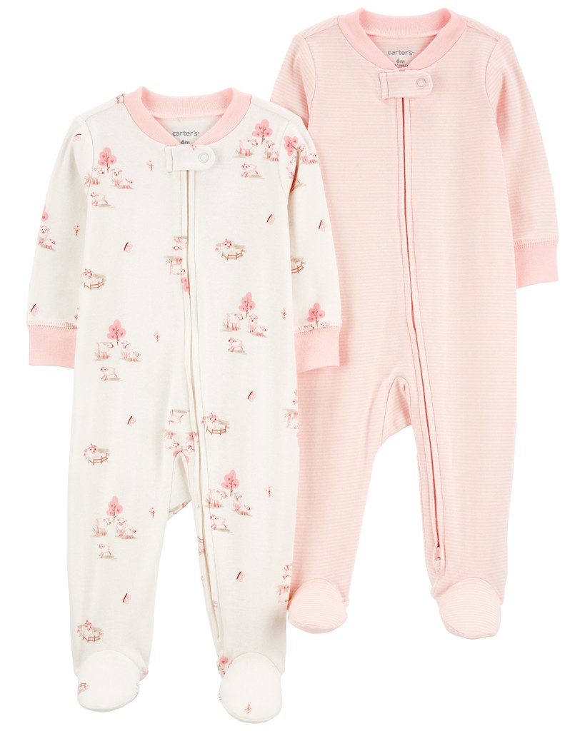 CARTER'S Overal na zips Sleep&Play Pink Sheep/Stripe dievča 2ks 9m/ veľ. 74